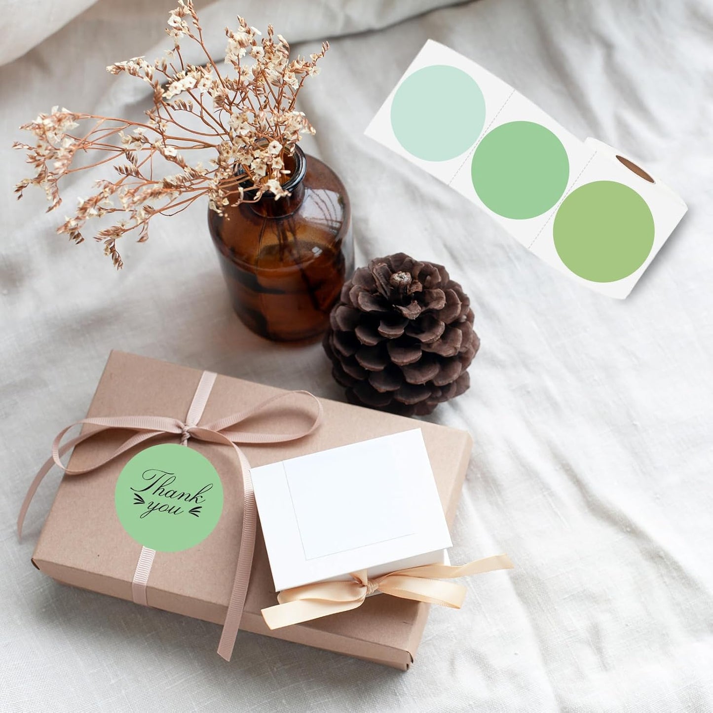 Thermal Label,3 Inch Green Gradient Round Thermal Printer Sticker,Self-Adhesive Round Direct Thermal Labels,Thermal Stickers for DIY Logo Design,Name Tag (300 Labels/1 Roll)