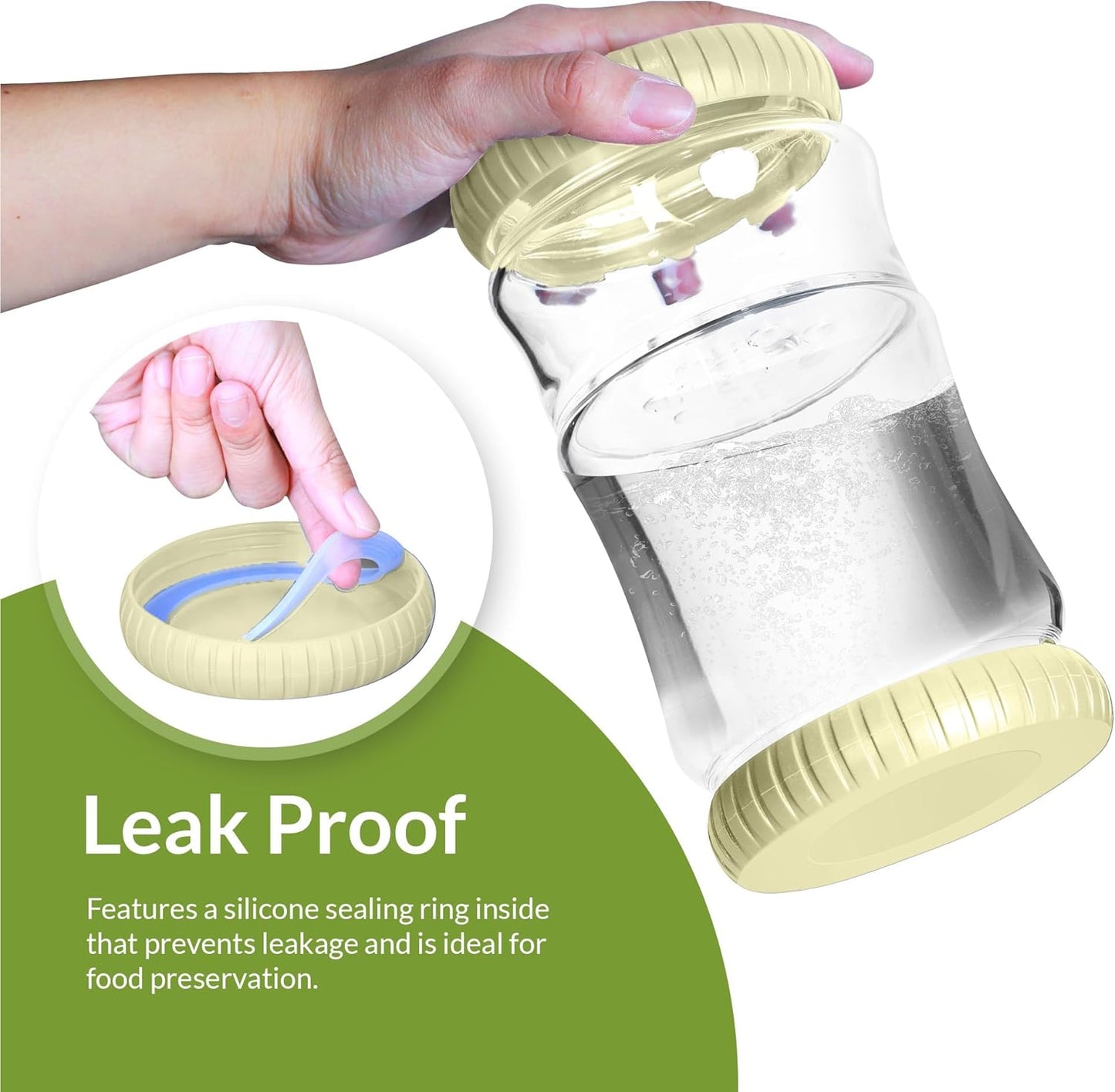 40oz Glass Pickle Jar with Strainer Flip - Pickle Storage Container with Airtight Lid, BPA-Free, Dishwasher Safe, Fermentation Hourglass Jar for Kimchi, Olives, Jalapeno, Gherkins (Yellow)