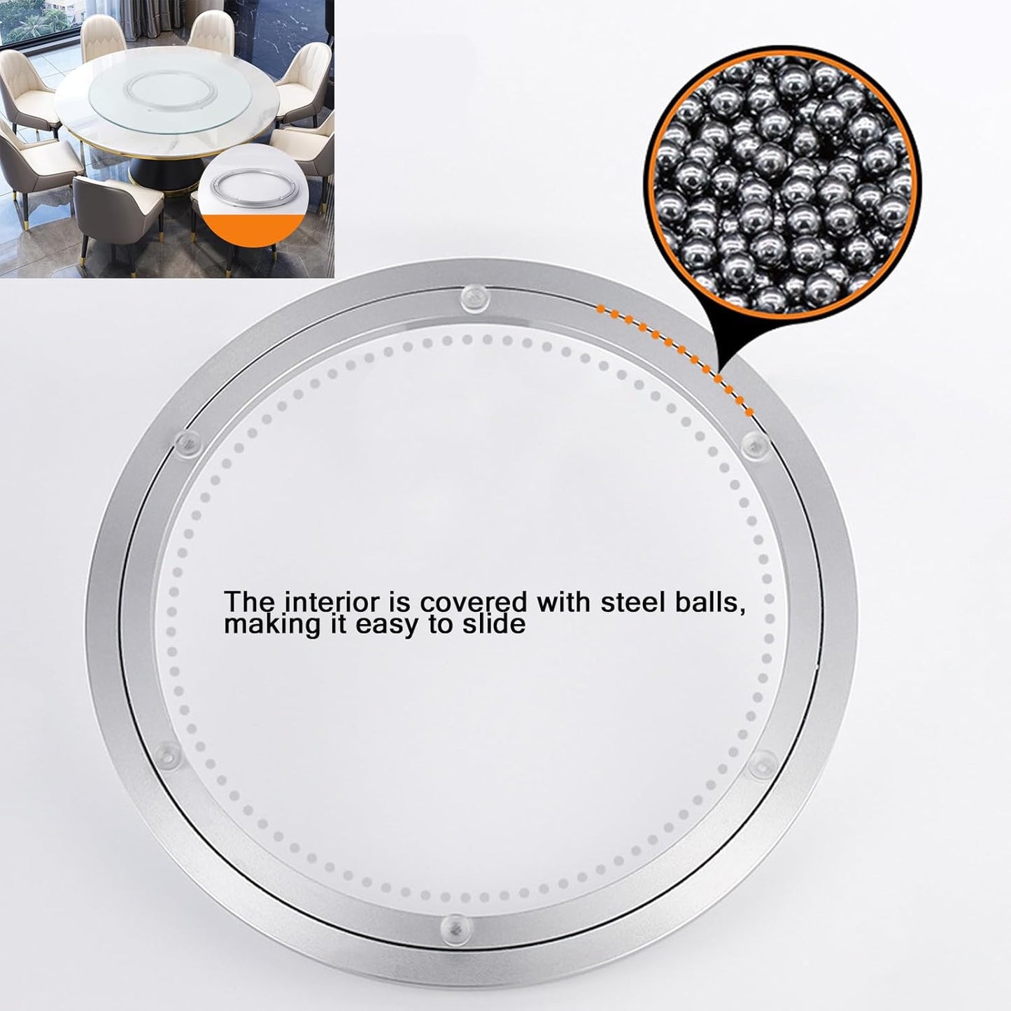 Lazy Susan Hardware Aluminum Metal Rotating Turntable Bearings Swivel Plate Bearing for Dining-Table Non-Slip and Workbench (16 Inchs) …