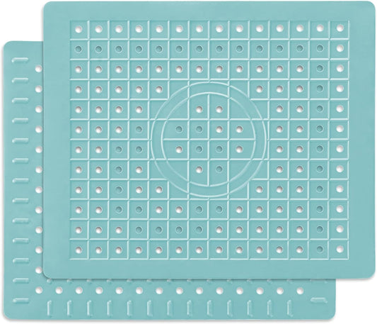 WILLKOMMEN Kitchen Sink Mat, 12" x 10" Rectangular Sink Protector Pad, Fast-Draining Grid Design Liner, Dish Drying Mat 2 Pack Mint Blue