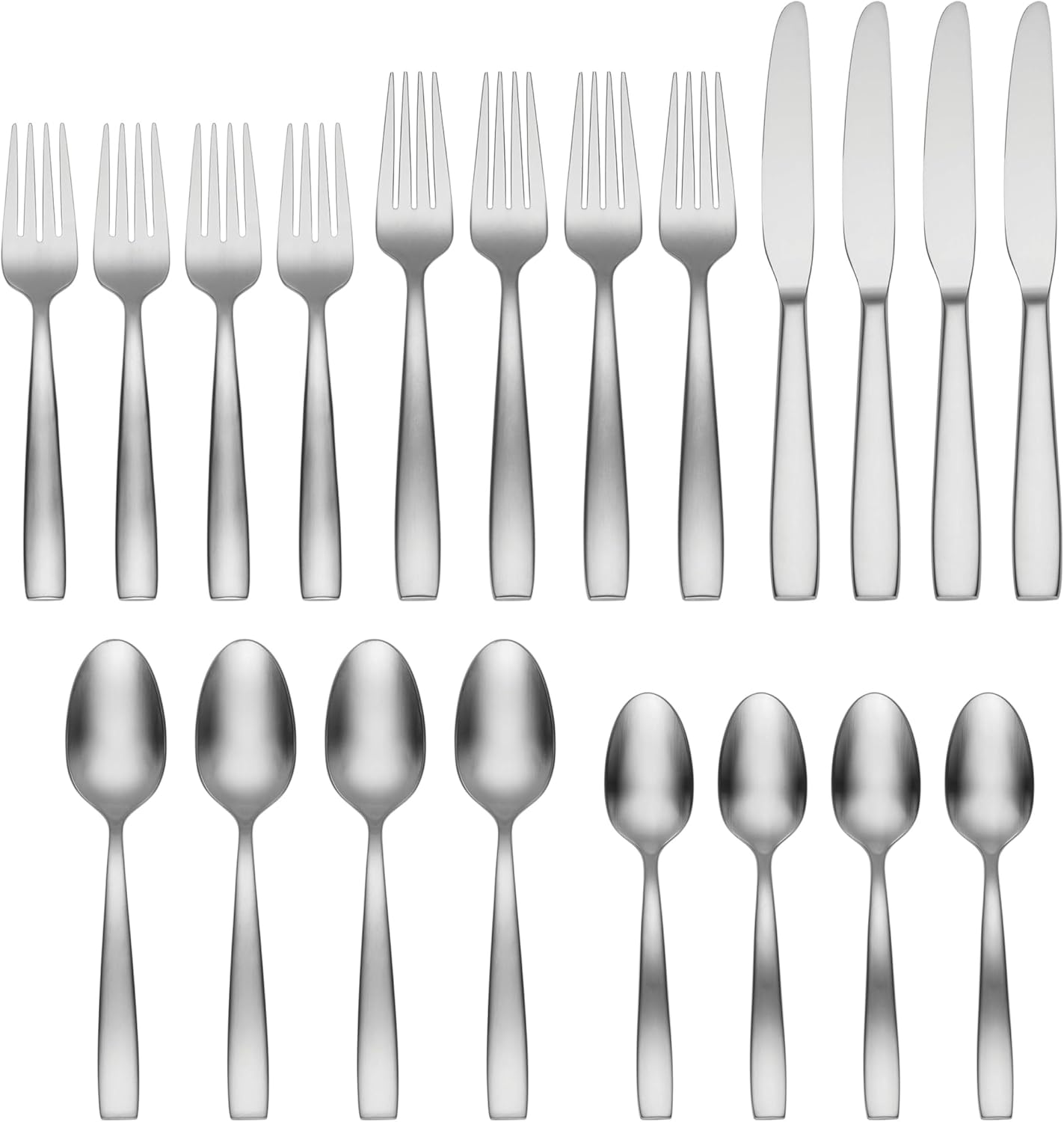 Oneida Everdine 20 Piece Everyday Flatware Set, Service for 4 , 18/0 Stainless Steel, Silverware Set, Dishwasher Safe