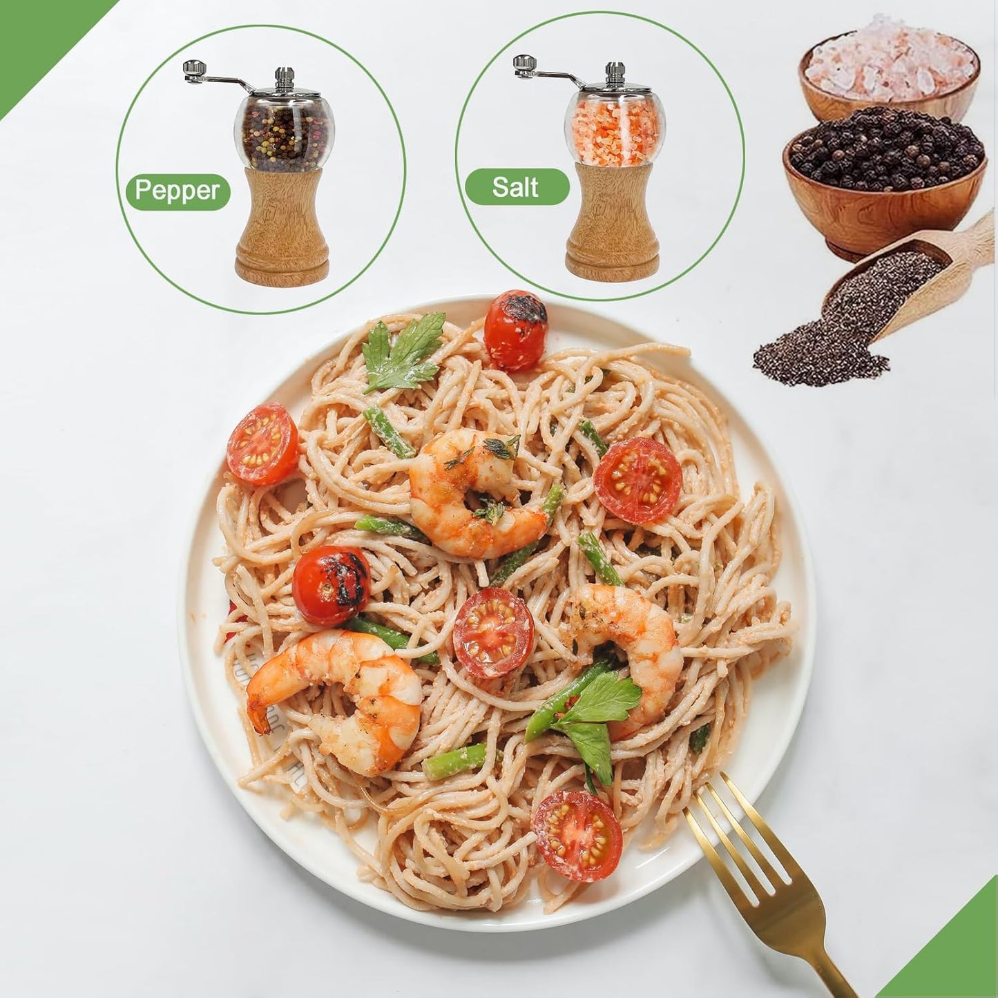 Classical Hand Shake Wood Pepper Grinder Set & Gorgeous Salt Wooden & Acrylic,Ceramic Blades Upgrade metal handle,Enjoy Your Best Fresh Ground Pepper Various spices (Burlywood 1pcs-5in)