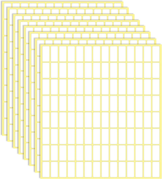 30 Sheets White Labels Stickers for Writing 10 X 20 mm Small Price Tags Blank Storage Container Stickers for Jars File Folders School Office Kitchen (3360 Labels)