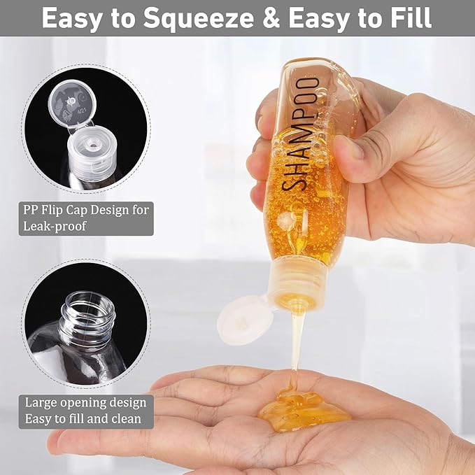 Travel Bottles for Toiletries 10 Pcs Travel Size Toiletries TSA Approved Travel Shampoo and Conditioner Bottles Refillable Spray Bottle Leak Proof Small Cream Jars for Body Wash Lotion(Clear)