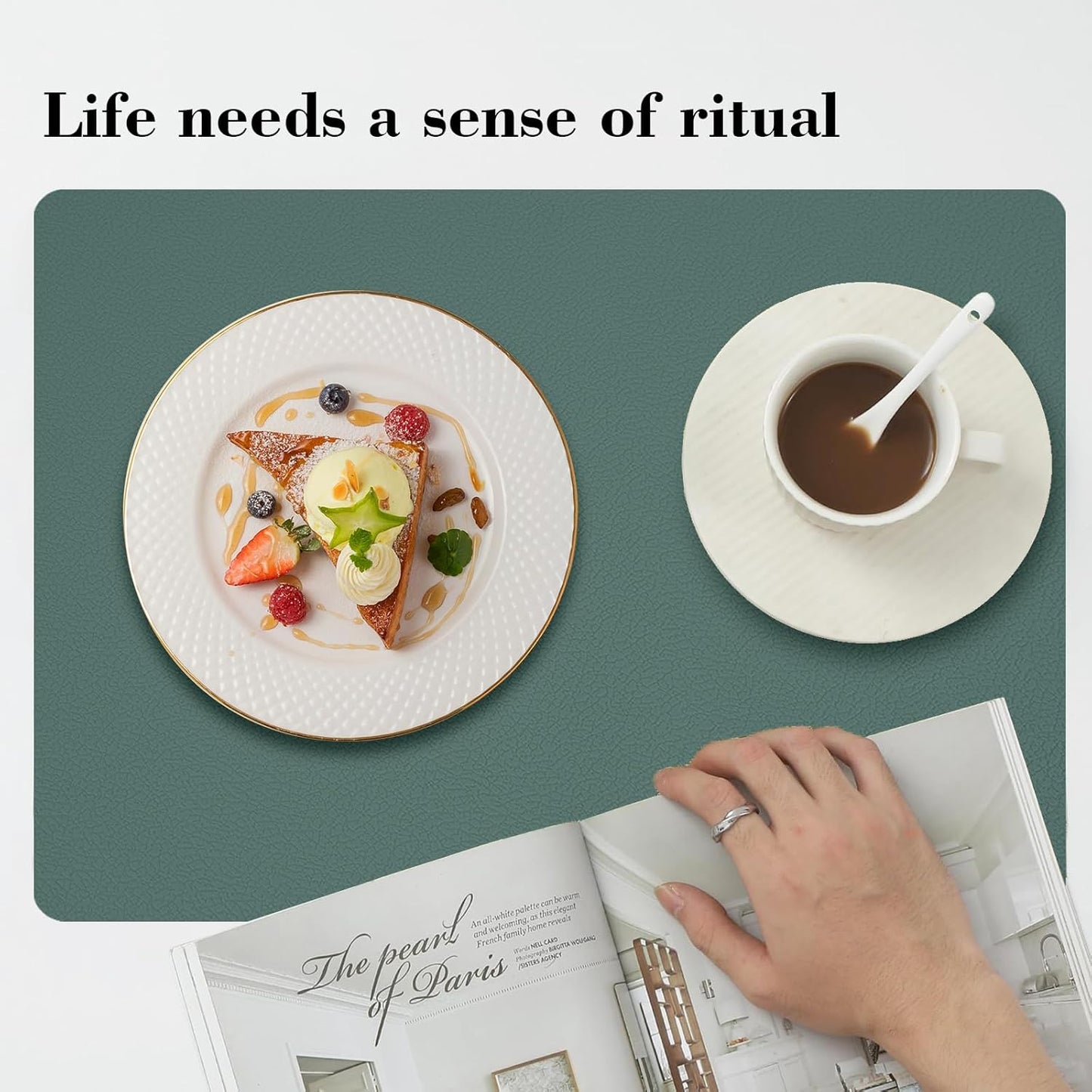 Silicone Placemats Set of 4,Waterproof Mats,Green Silicone Placemats for Dining Table, Reusable Mat,Non Skid Placemats,Easy to Clean, Dustproof,Perfect for Indoor Dining by Siliconty (Green)