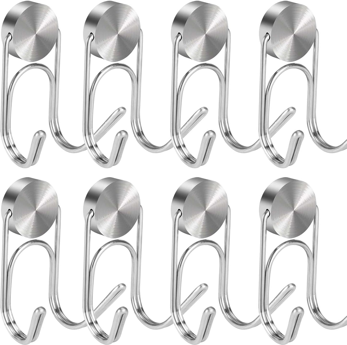 Magnetic Hooks Heavy Duty 304 Stainless Steel Hooks,Magnets Hanging Hooks for Refrigerator Grill Toolbox Cabins Outdoor,Cruise Essentials Camper Accessories,8pack(Silver 1.1in-2-40 8p)