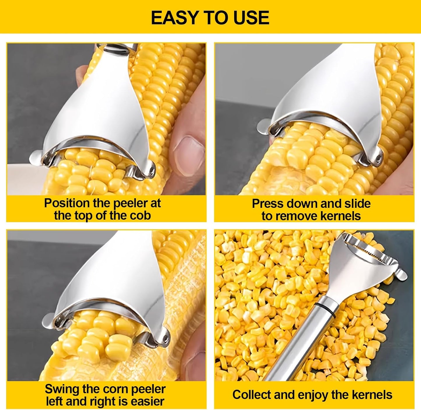 2 Pcs Corn Peeler, Corn Stripper Corn Cob Stripper Tool,Corn Stripper for Corn on the Cob Remover Tool，Corn Thresher with Ergonomic Handle，Kitchen Gadget
