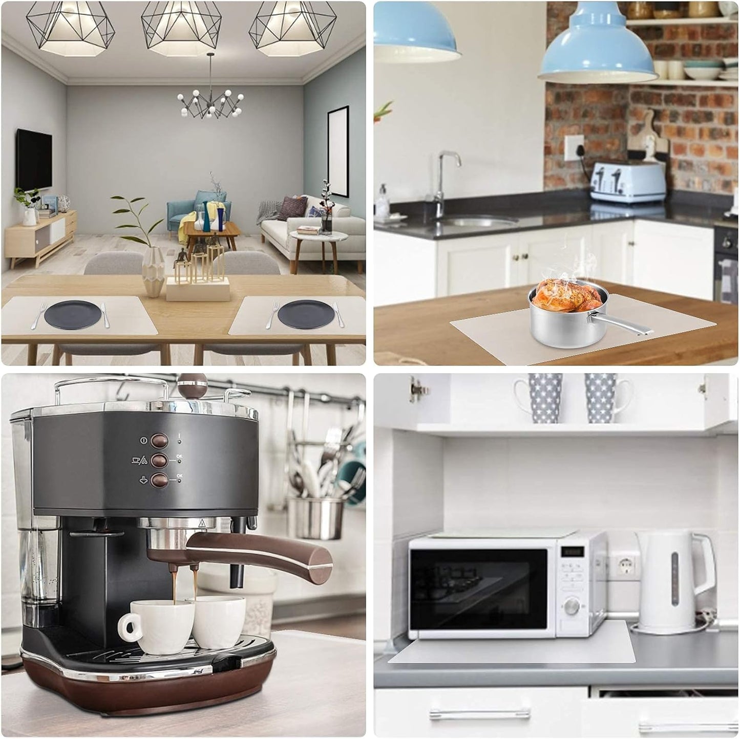 Gartful 2pcs Silicone Mats for Kitchen Counter, Large Heat Resistant Mat, 25 x 17 inches Countertop Protector, Non-Slip Placemat, Desk Saver Pad, Multipurpose Mat, Semi-Transparent