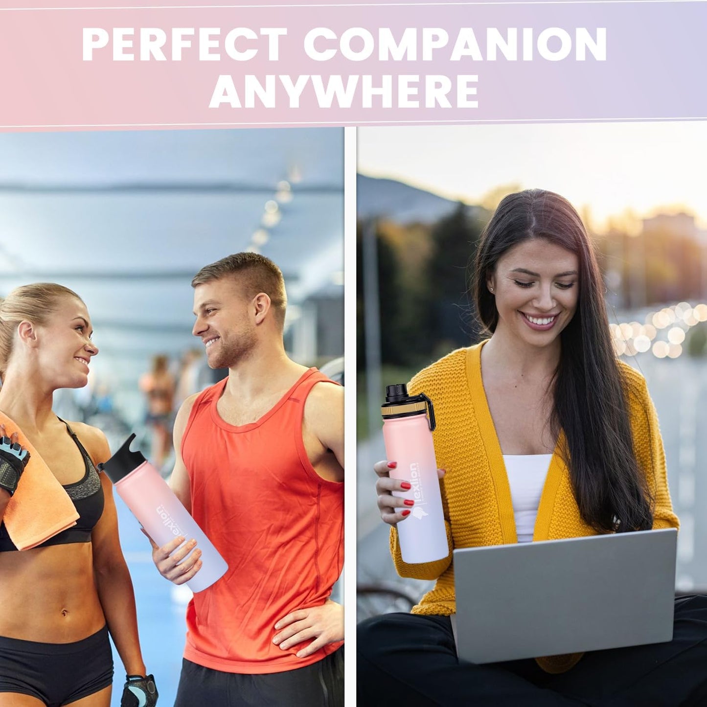 Lexlion Tea Infuser Bottle - Fruit Infuser Water Bottle 22 Oz, Triple Walled Insulated Stainless Steel Bottle, Thermal Leaf, Silicone Sleeve, 3 Lids Leakproof, Metal Mug Gallon