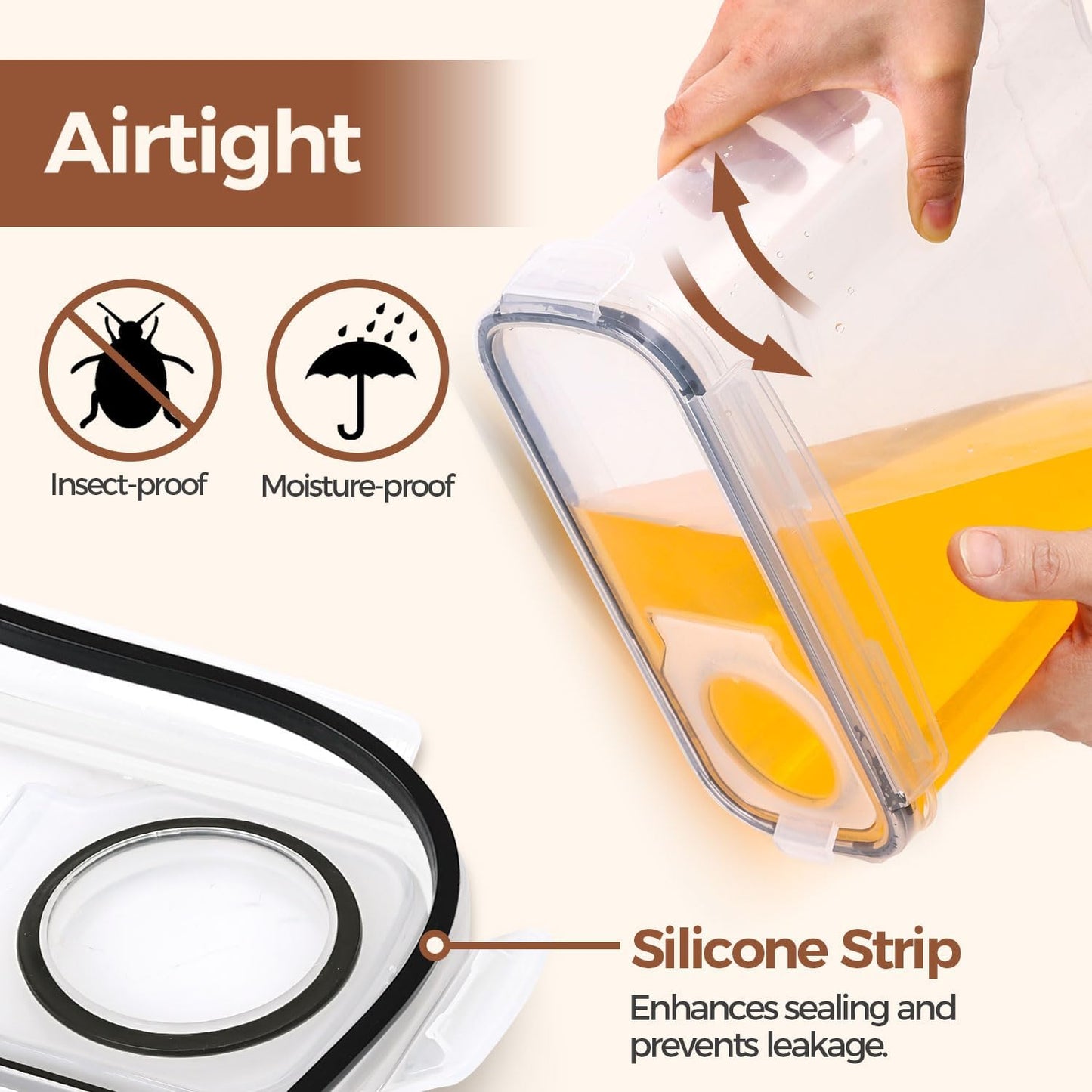 Cereal Storage Containers Set (6.3L / 213OZ) – Airtight Food Storage with Lids, Pantry Organizer for Rice, Sugar, Flour