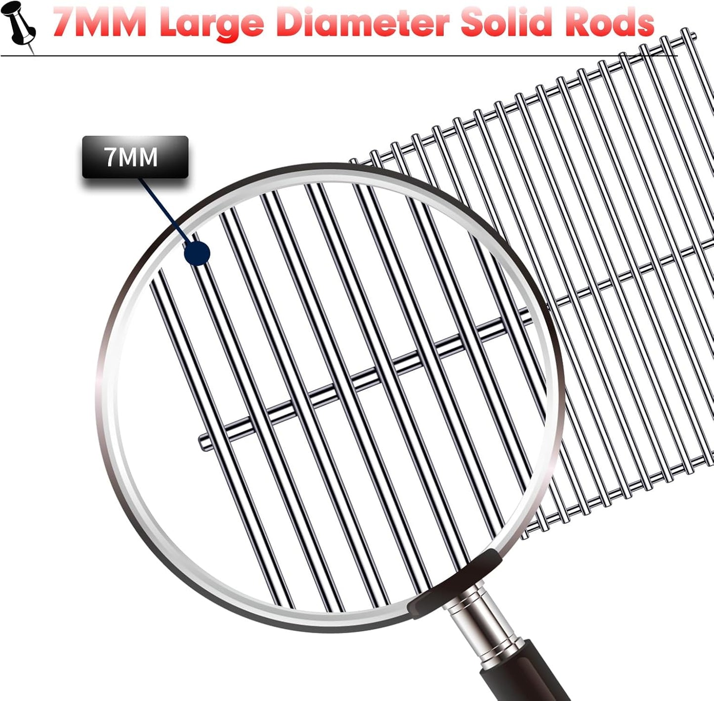 BBQ Grill Grates Replacement for Cuisinart Gas Grill CGG-200, CGG-220, CGG-240, Stainless Steel Cooking Grate Grids Gas Grill Parts Accessories 18 Inch for All Foods Portable Gas Grillls