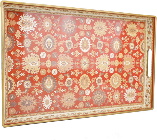 Spsyrine Serving Tray, Plastic Rectangular Coffee Table Tray with Handles, Modern Decorative Tray for Living Room, Ottoman, Home Decor, 15.6” X 10.2"