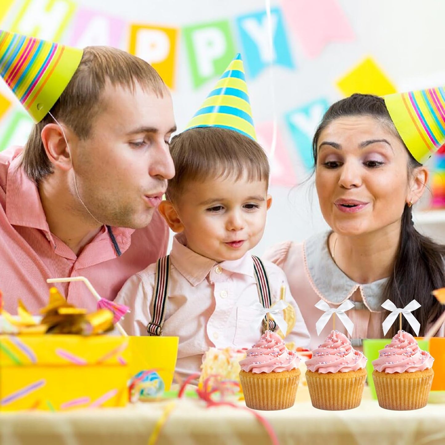 Black Bow Cupcake Toppers, 40 Pcs Bow Cake Topper Birthday Decorations Bowknot Cupcake Picks for Coquette Theme Party Decoration Bachelorette Bridal Engagement Wedding Baby Shower Party Decor