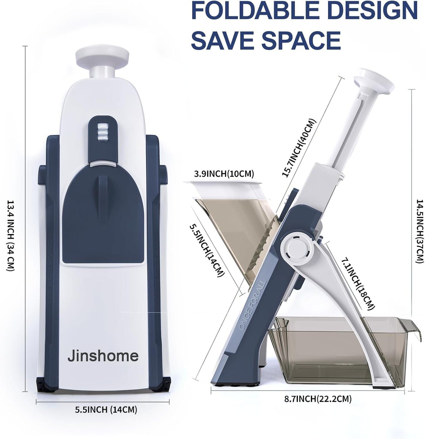 Upgraded Mandoline Slicer for Kitchen &Safe Vegetable Chopper 5 in 1 & Adjustable Mandoline Slicer,Can cut slicing,strips,shredding and dicing Kitchen Veggie chopper (DeepBlue)