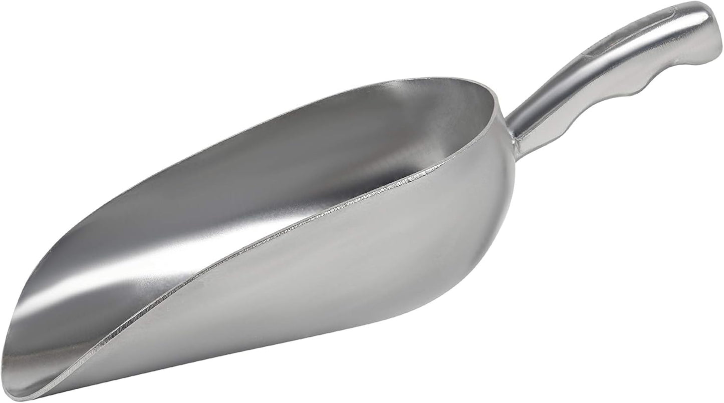 Cast Aluminum Utility Scoop - 12 oz. - Round Bottom, ice scoop For Multi-Purpose Use, With Finger Groove Handle (Hand Wash Only) (12 oz.)