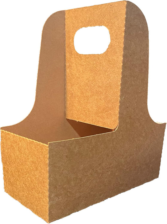 2 Cup Drink Carrier with Handle | Kraft Paperboard Cup Holder | Disposable Cup Holder for Hot or Cold Drinks | Cup Carrier for Food Delivery Services, Uber Eats, Door Dash (30)