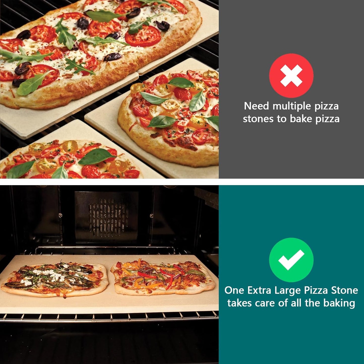 Extra Large Pizza Stone 22" x 14",Rectangular Pizza Grilling/Baking Stone 22 Inch,Industrial Commercial Home Oven Stone,Ideal for Grilling Baking Several Pizzas Bread