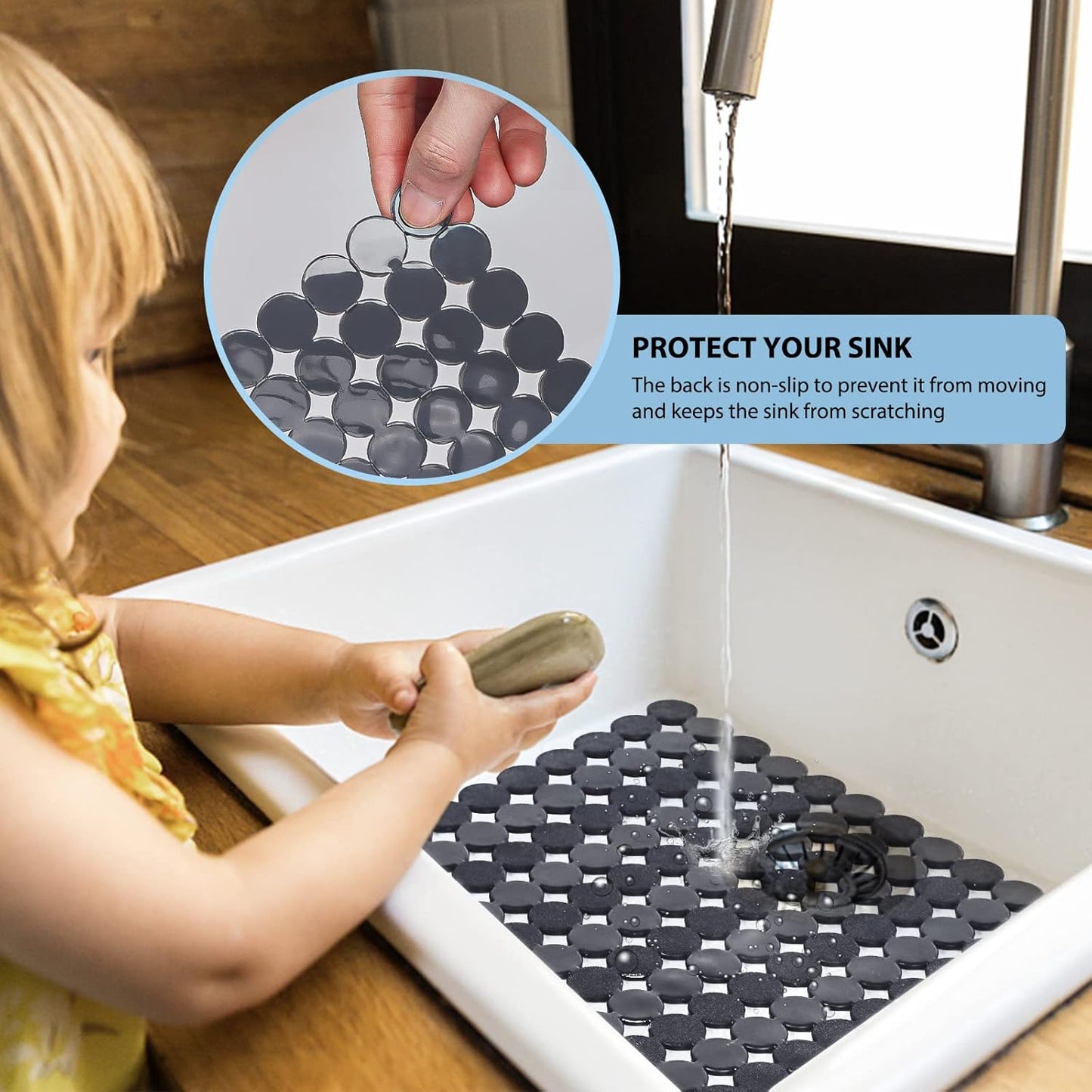 Sink Protectors Mat for Kitchen Sink - 2Pack Adjustable Kitchen Sink Mat Fast Draining - Dish Drying Mat for Dishes And Glassware - Easy to Clean & Diy Cut