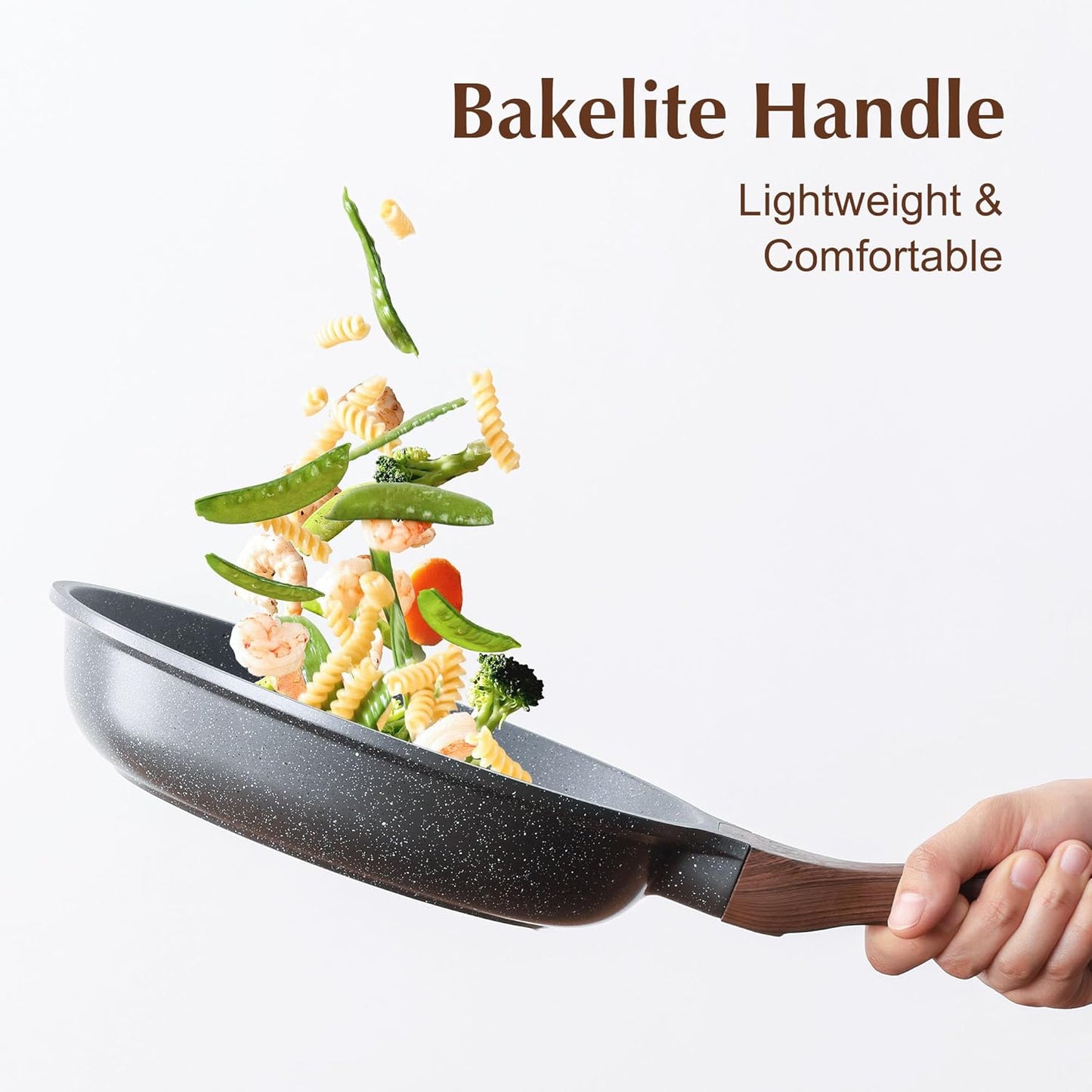 SENSARTE Nonstick Frying Pan Skillet, Swiss Granite Coating Omelette Pan, Healthy Stone Cookware Chef's Pan, PFOA Free (8/9.5/10/11/12.5 Inch) (9.5 Inch)