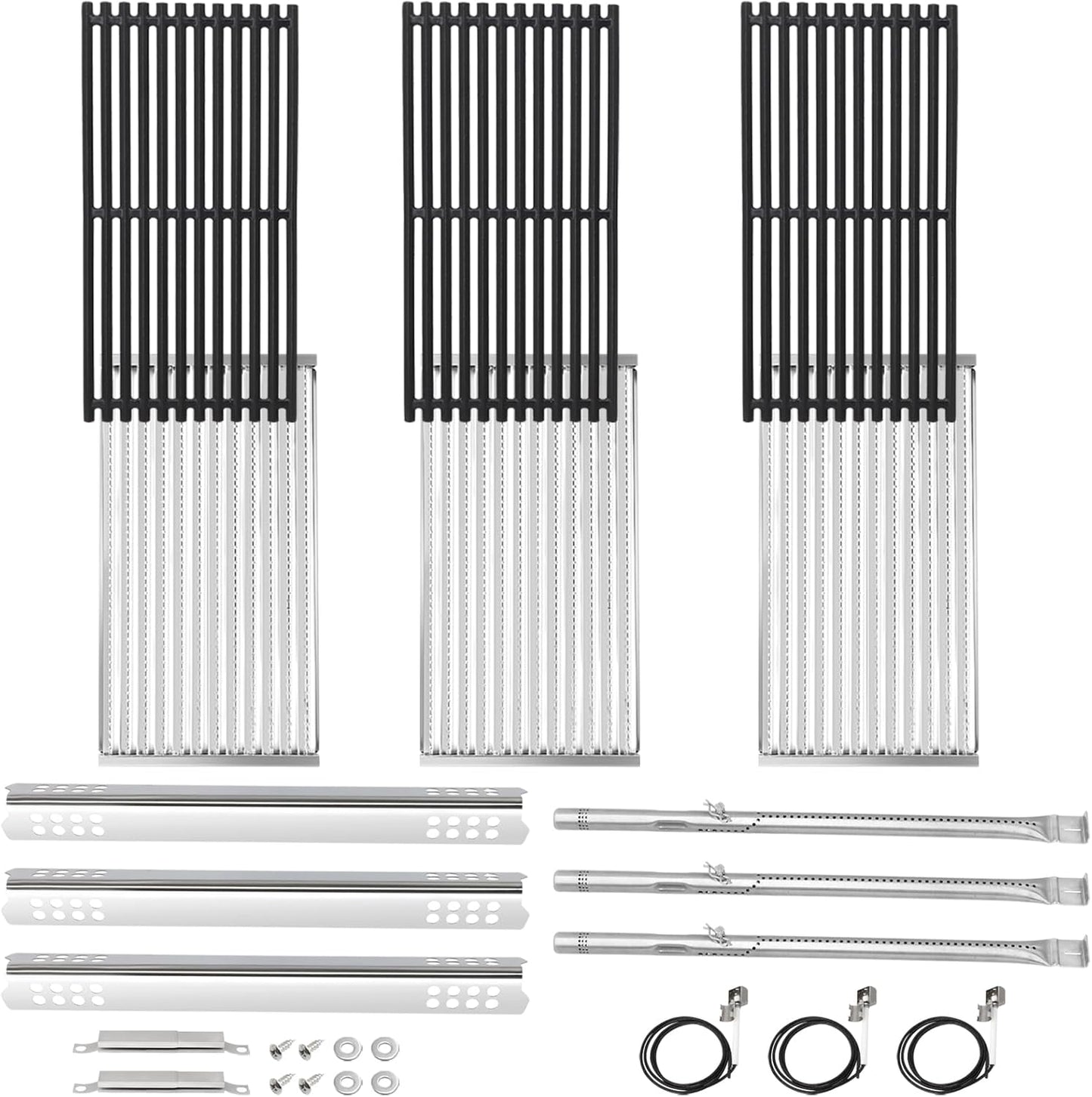 Criditpid Grill Replacement Parts for Charbroil 463242716 463257520 463242715 463276016, Burners, Heat Plate, Crossover Tubes, Ignitors, Cooking Grates & Emitter Plates for Charbroil Commercial Grill