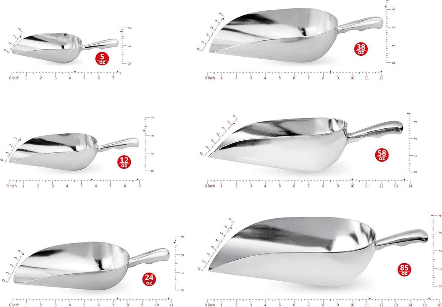 New Star Foodservice 34608 One-Piece Cast Aluminum Round Bottom Bar Ice Flour Utility Scoop, 85-Ounce, Silver (Hand Wash Only)