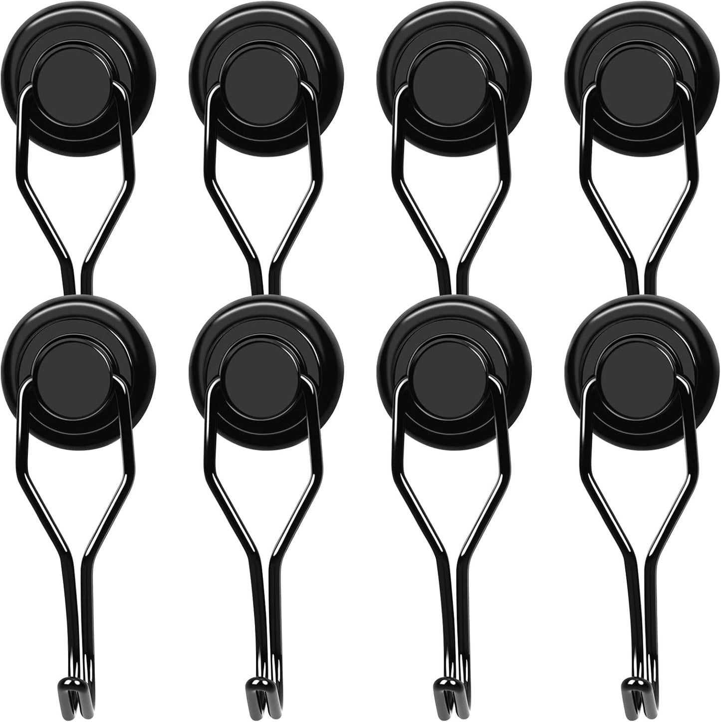LOVIMAG Hooks, 75lbs+ Magnetic Magnet Hook 2025 Cruise Cabin Ship Essentials Heavy Duty Strong Refrigerator Fridge Hanging for Classroom Beach Vacation Kitchen Grills Home Mug Hanger (8 Pack), Black