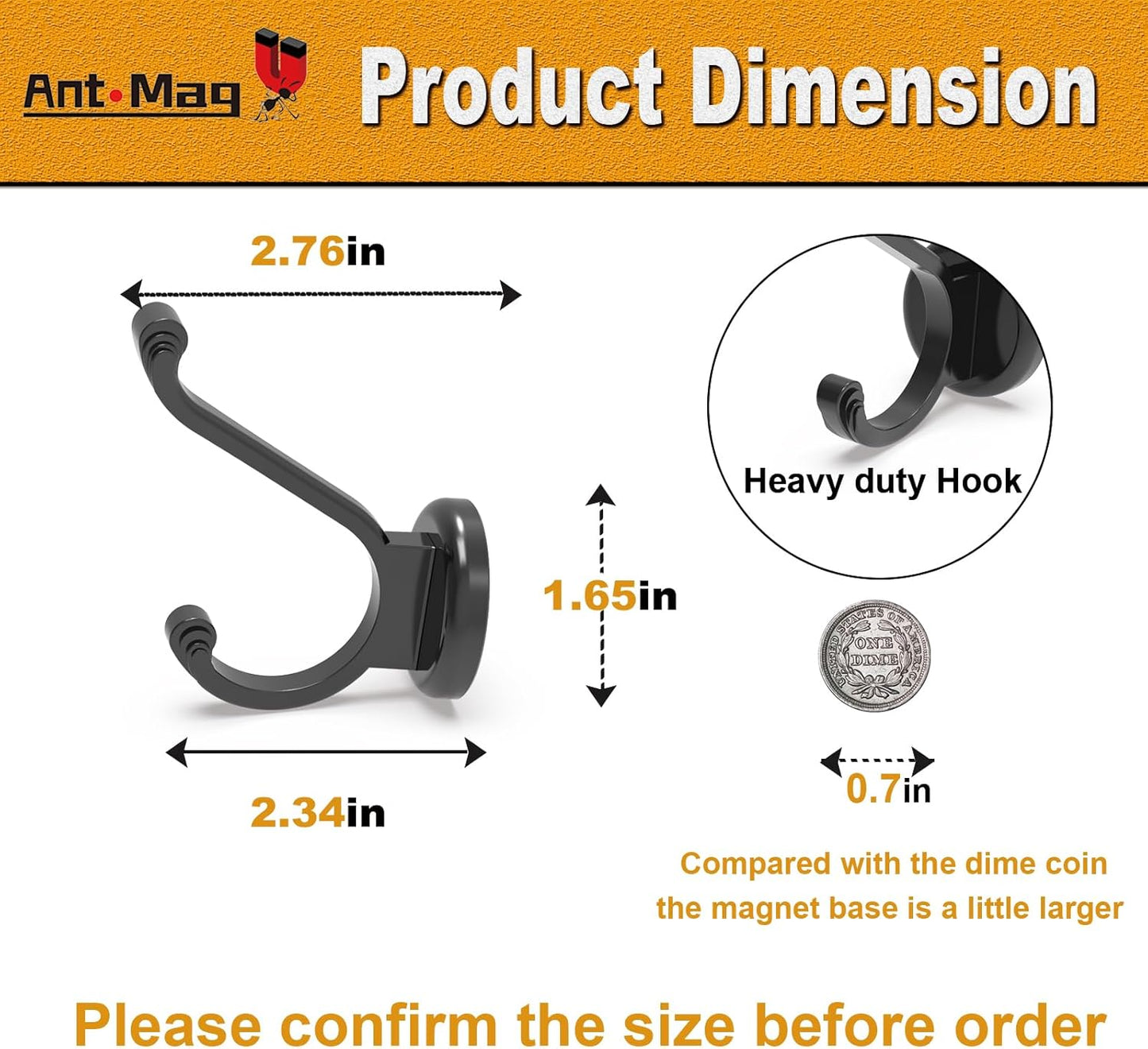 Ant Mag Magnetic Hooks Heavy Duty 140lbs Neodymium Magnet Wall Hooks for Hanging Coats Robes Backpacks Bags Hats Keys Mugs Cups Towels