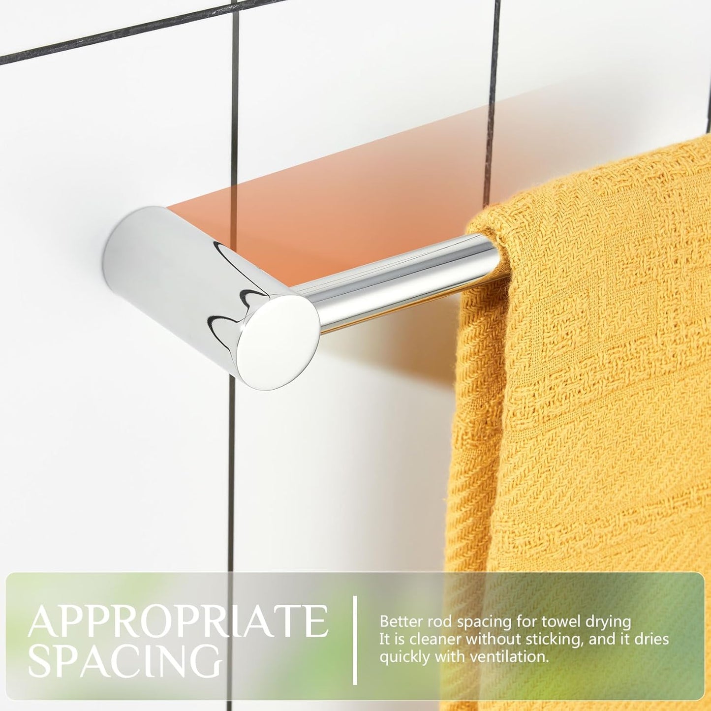 KOKOSIRI Towel Bar Chrome 16-Inch Single Rail Bath Towel Holder for Bathroom Wall Polished Stainless Steel Bathroom Hardware Wall Mounted, B4007CH-L16