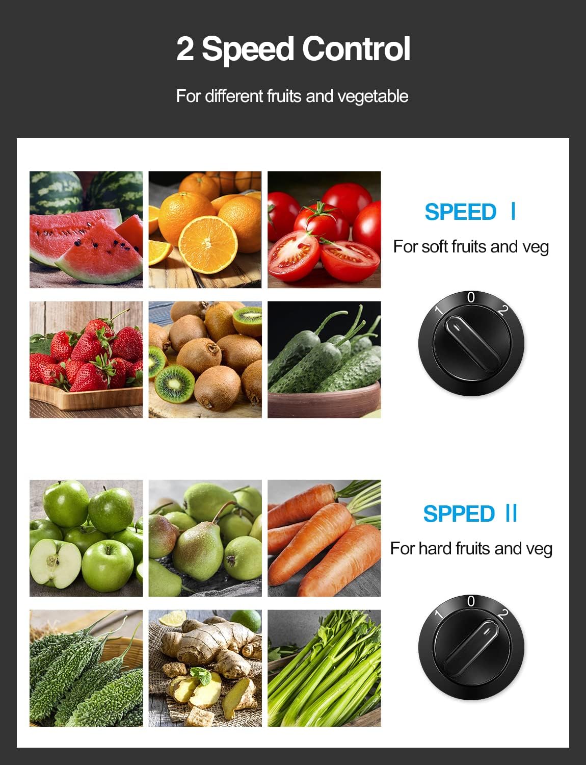 QCen Juicer Machine, 500W Centrifugal Juicer Extractor with Wide Mouth 3” Feed Chute for Fruit Vegetable, Easy to Clean, Stainless Steel, BPA-free (Green)