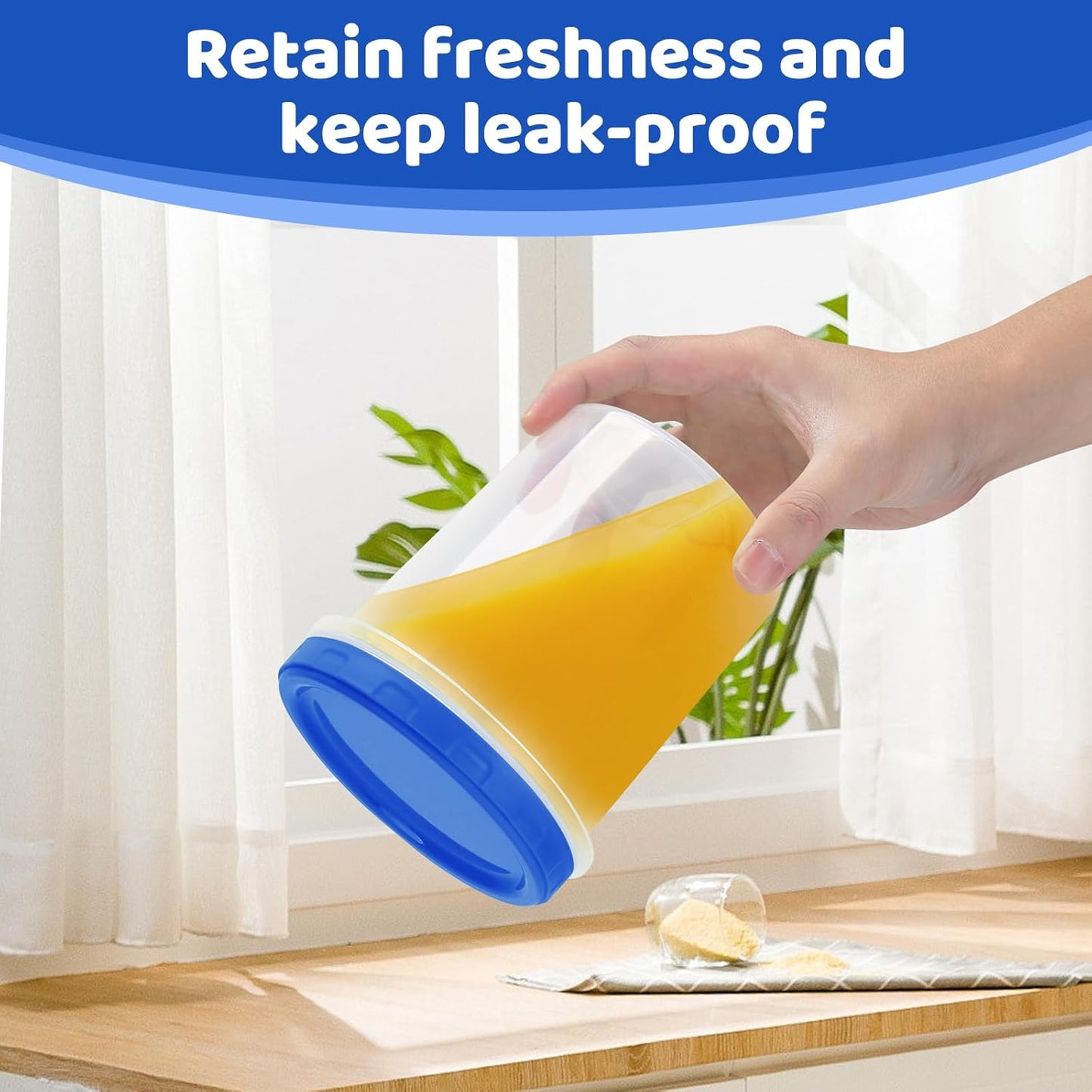 Food Storage Containers with Twist Top Lids, Ultra Thick Airtight Plastic Containers for Soup, Leftover, Ice Cream, Overnight Oats, BPA Free Stackable Freezer Containers [12 Pack-32 oz]