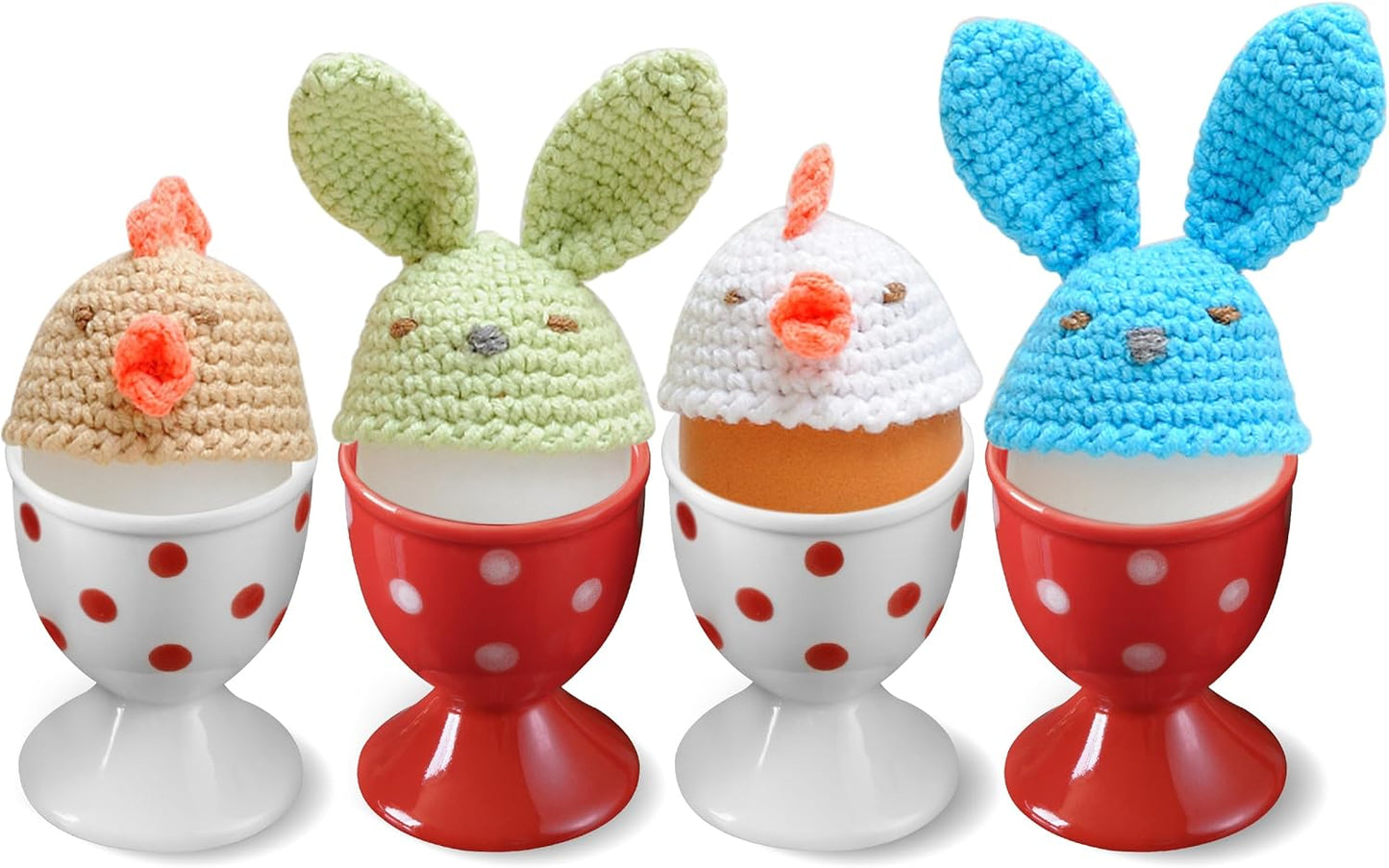 Cinf Ceramic Egg Cup Christmas Gift Set of 4 Porcelain Holder Breakfast Boiled Cooking Easy to Clean Childhood Memories Kitchen