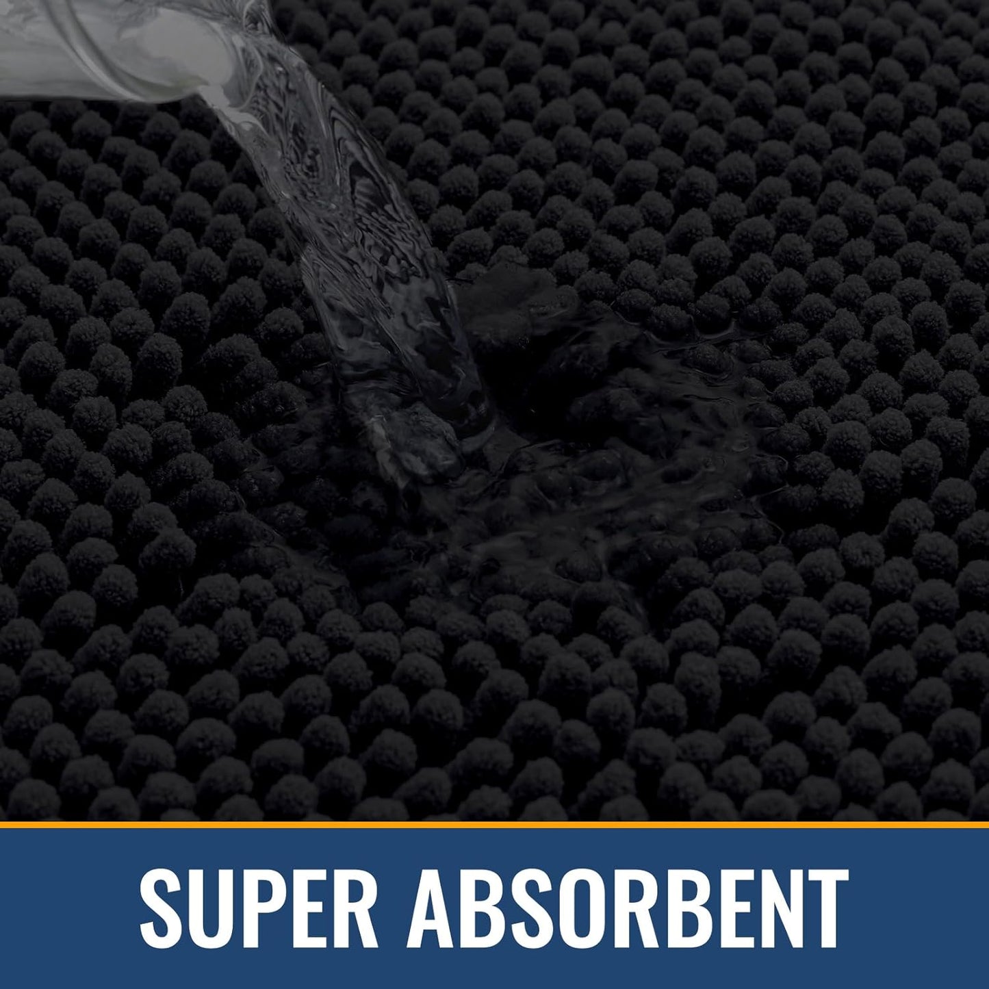 Arotive Bathroom Rugs 36x24, Extra Soft Absorbent Shaggy Chenille Bath Rugs, Machine Washable Rubber Backing Non-Slip Bath Mats for Bathroom Floor Tub and Shower, Home Decor Accessories, Black