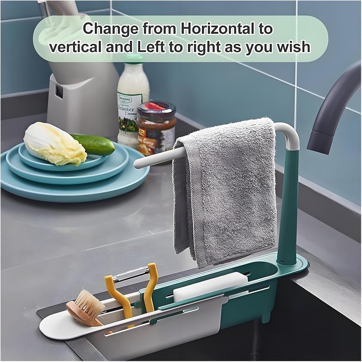 Onwddarefy Sink Storage Rack Telescopic, 2025 New Updated Telescopic Sink Storage Rack, Under Kitchen Sink Accessories Adjustable Length, Multipurpose Kitchen Sinks Organizer(Black)