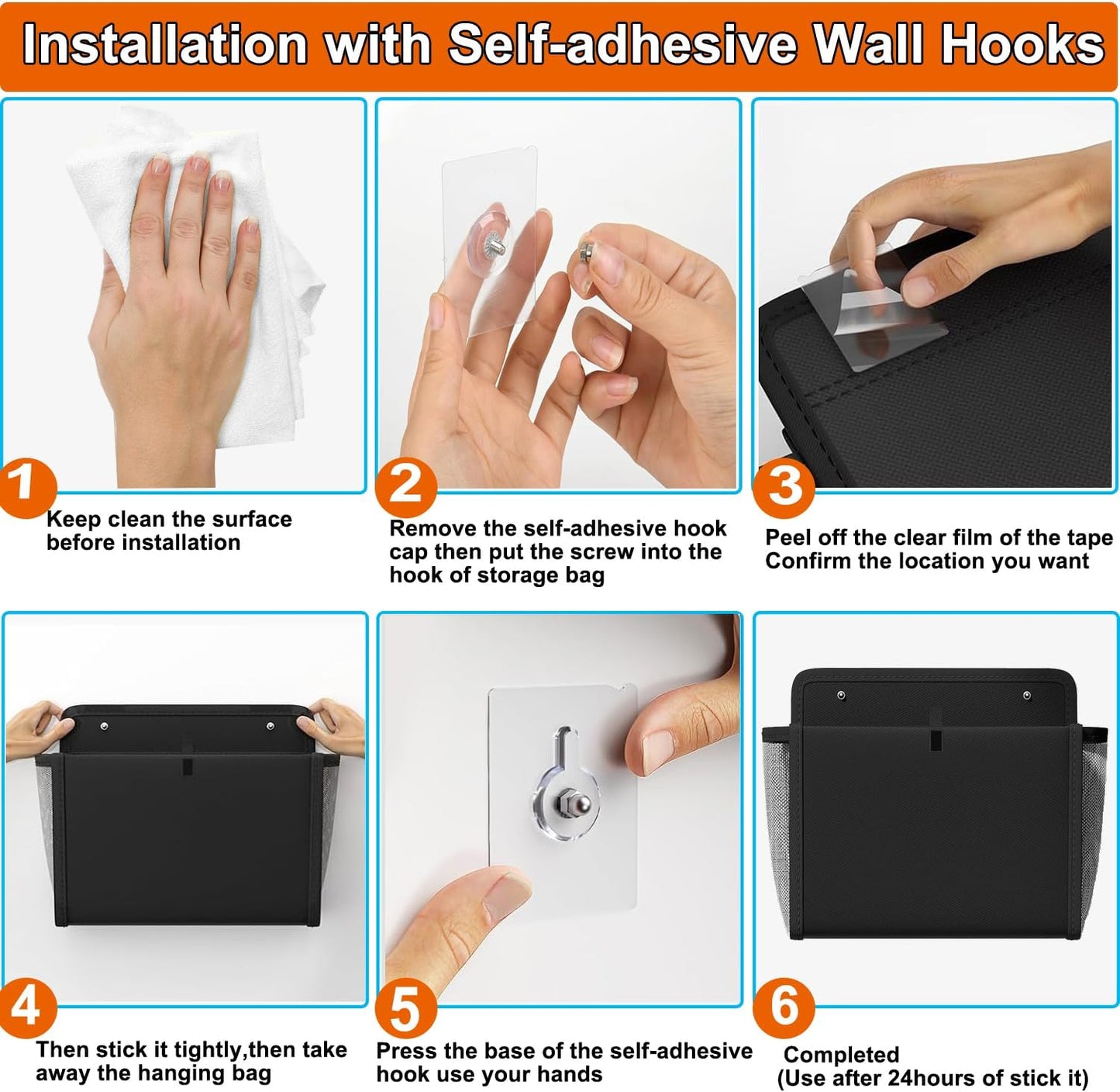 Over the Door Shoe Organizer, Grey 16 Pockets Hanging Shoe Storage Rack with Large Deep Pockets, Oxford 600D Fabric Shoe Storage Rack with 6 hook for Shoes, Home Accessories etc (Black, 1-Grid)