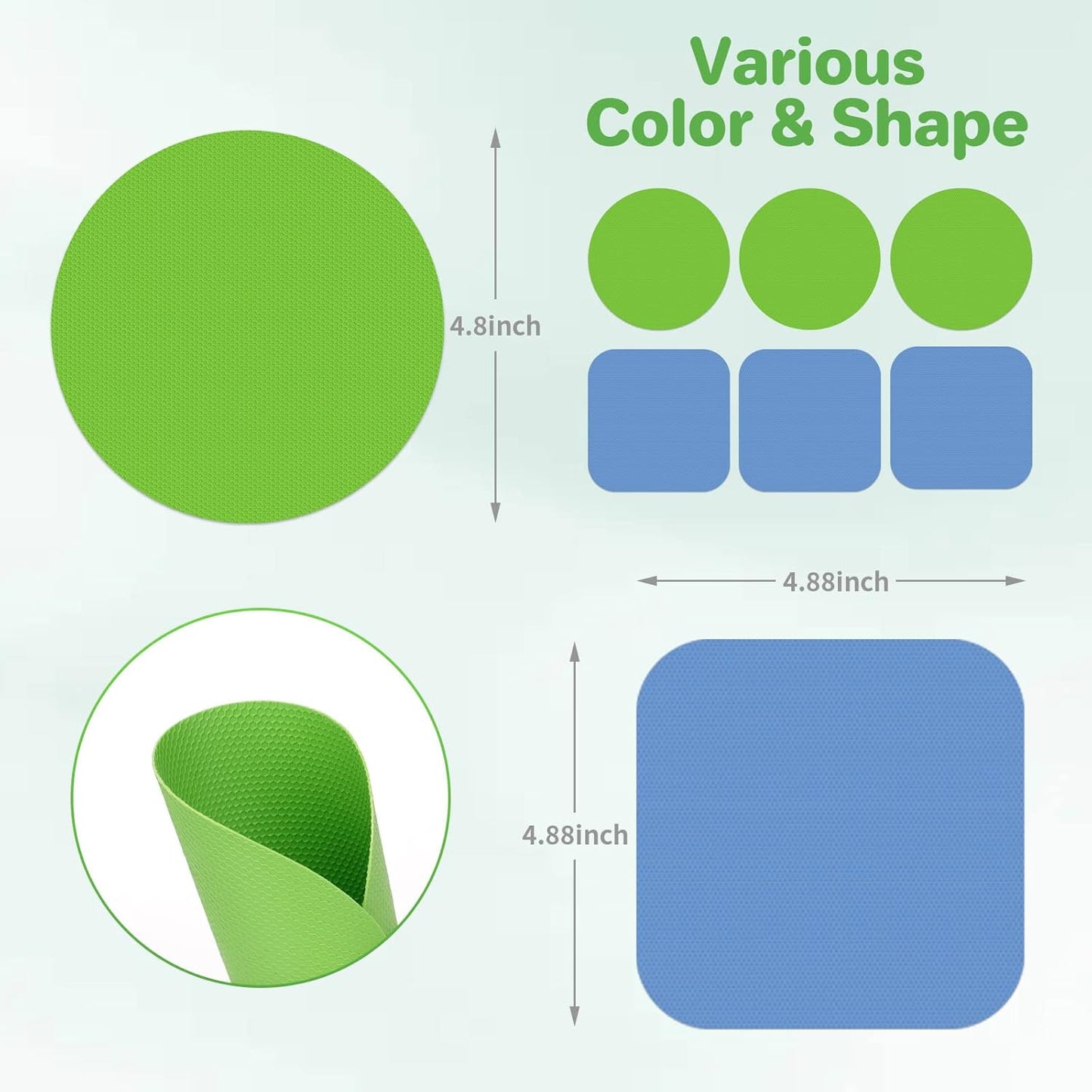 Leezmark 6pcs Jar Opener Gripper Pads, Rubber Jar Grippers Multi-function Jar Opener for Seniors with Arthritis Weak Hands Kitchen Coasters(Green, Blue)