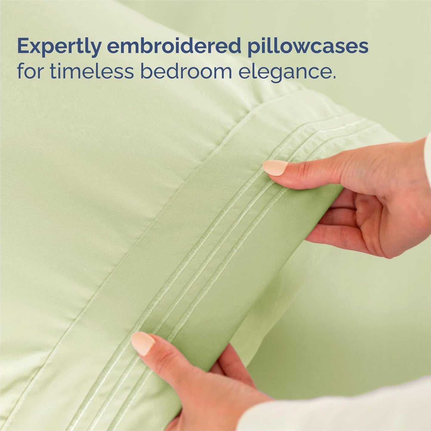 Split King Size 5 Piece Sheet Set - Comfy Breathable & Cooling Bed Sheets Set - Hotel Luxury Bedding for Women, Men, Kids, Teens, Boys & Girls - Deep Pockets and Wrinkle Free - Oeko-Tex - Light Sage