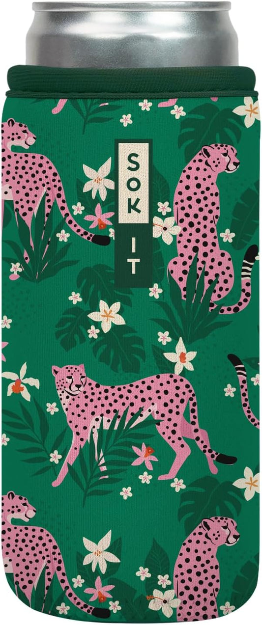 Sok It CanSok Sleeve for Beer & Soda Insulated Neoprene Cover (Paradise Prowl, 12oz Slim Can Sleeve)