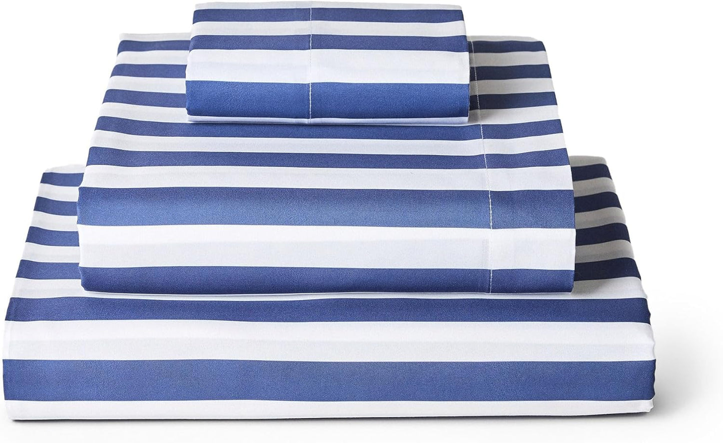 Mellanni Twin Sheets Set - 3 PC Iconic Collection Bedding - Hotel Luxury, Extra Soft, Cooling Bed Sheets - Wrinkle, Fade, Stain Resistant (Twin, Oxford Stripe Blue Nova)
