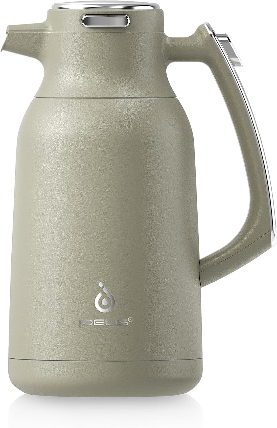 IDEUS Thermal Coffee Carafe 68oz (2,000ml), Stainless Steel Double Wall Insulated Vacuum Flask, Water Jug Coffee Server and Beverage Dispenser, Heat and Cold Retention (Celadon, 68oz (2,000ml))