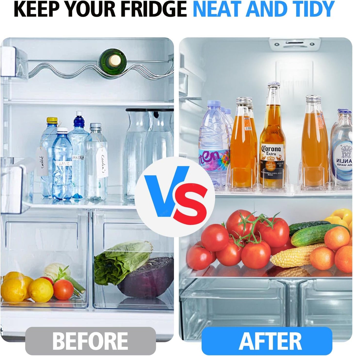 SOLY Drink Organizer for Fridge,Fridge Drink Dispenser for Fridge Automatic Pusher Glide,For Refrigerator Organizing Holds up to 14.96" D, Adjustable for 6-20oz