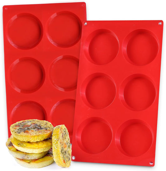 Silicone Egg Sandwich Molds, 3 Inch Muffin Top Pan Non Stick Mold for Breakfast Sandwiches, 2 Pack Whoopie Pie Pan, Circle Mold for Baking English Muffins, Egg Sandwich, Whoopie Pies