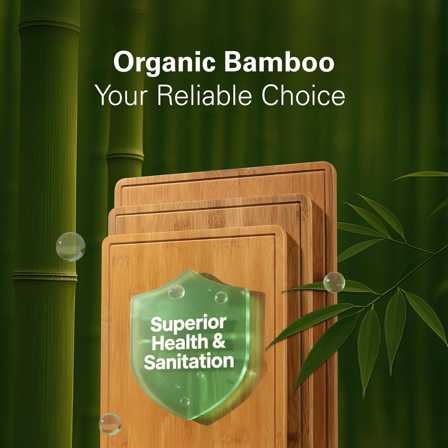 Bamboo Cutting Boards for Kitchen, Large Wood Cutting Board Set with Juice Grooves and Handles, Multi-Size Charcuterie Boards for Meat Vegetables Fruits, Great for Meal Prep, Serving & Gifting