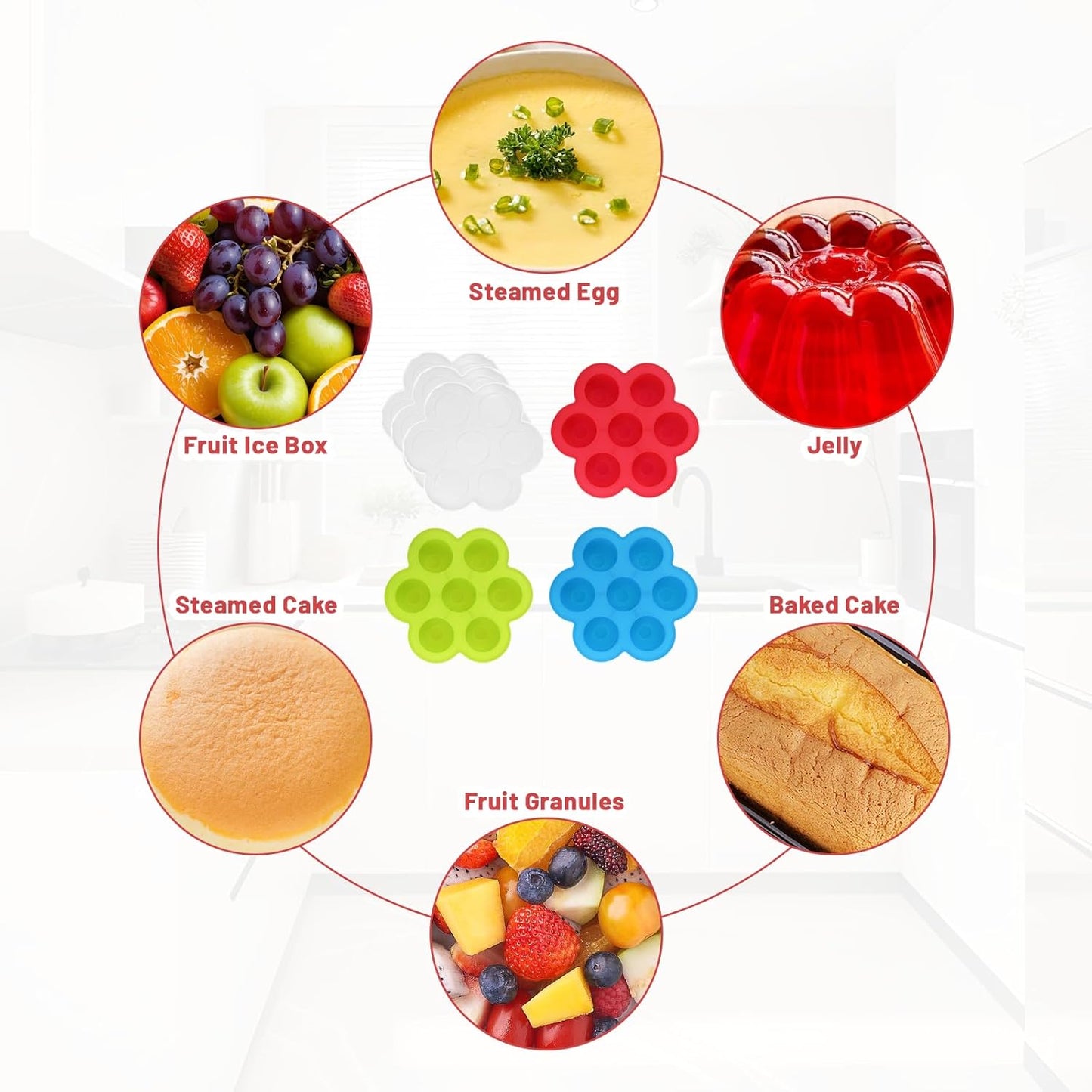 3 Pcs Egg Bites Silicone Mold Air Fryer Accessories Food Grade Big 7 Cups Mini Muffin Pan Food Silicone Freezer Molds with Lid for Baking Egg Bite Cupcake Mini Muffins Tart Bread