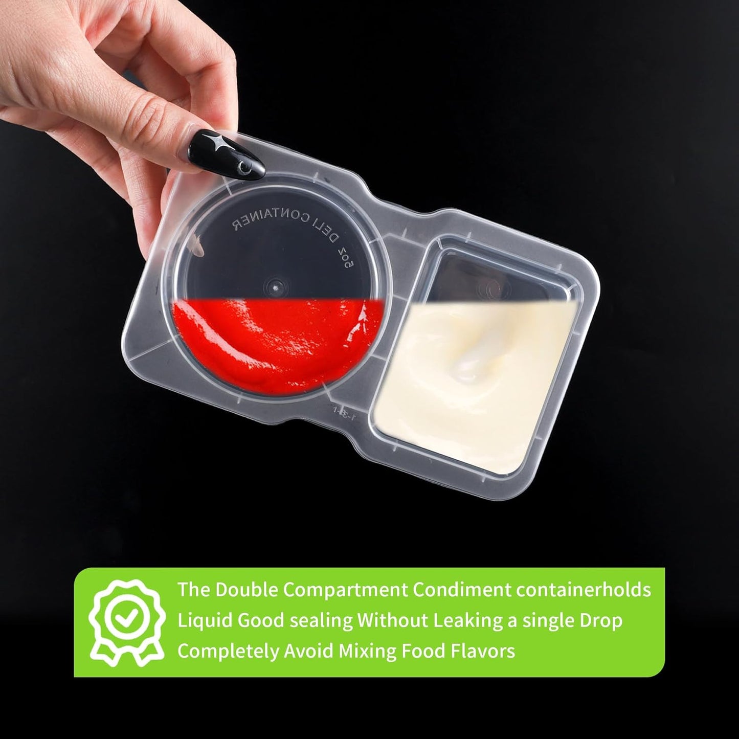 40 Pack 4.5 Oz Double Compartment Condiment Container With Lids, Disposable Sauce Container, Clear Plastic Snack Containers