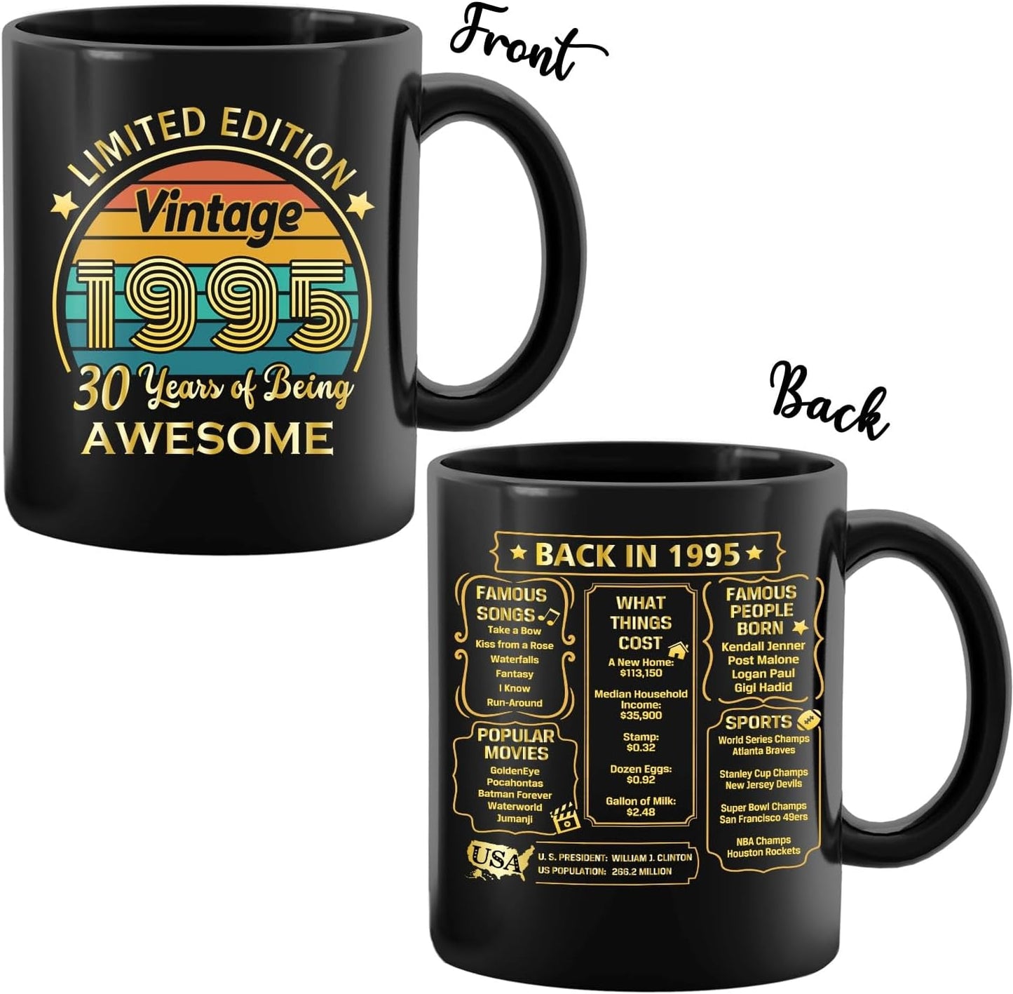 QUPT 30th Birthday Gifts for Women Men, 30th Birthday Gifts for Him, 1995 Birthday Gifts for Women Men, 30 Years Old Gifts, 1995 Birthday Gifts for Her Him, 30th Birthday Presents Coffee Mug