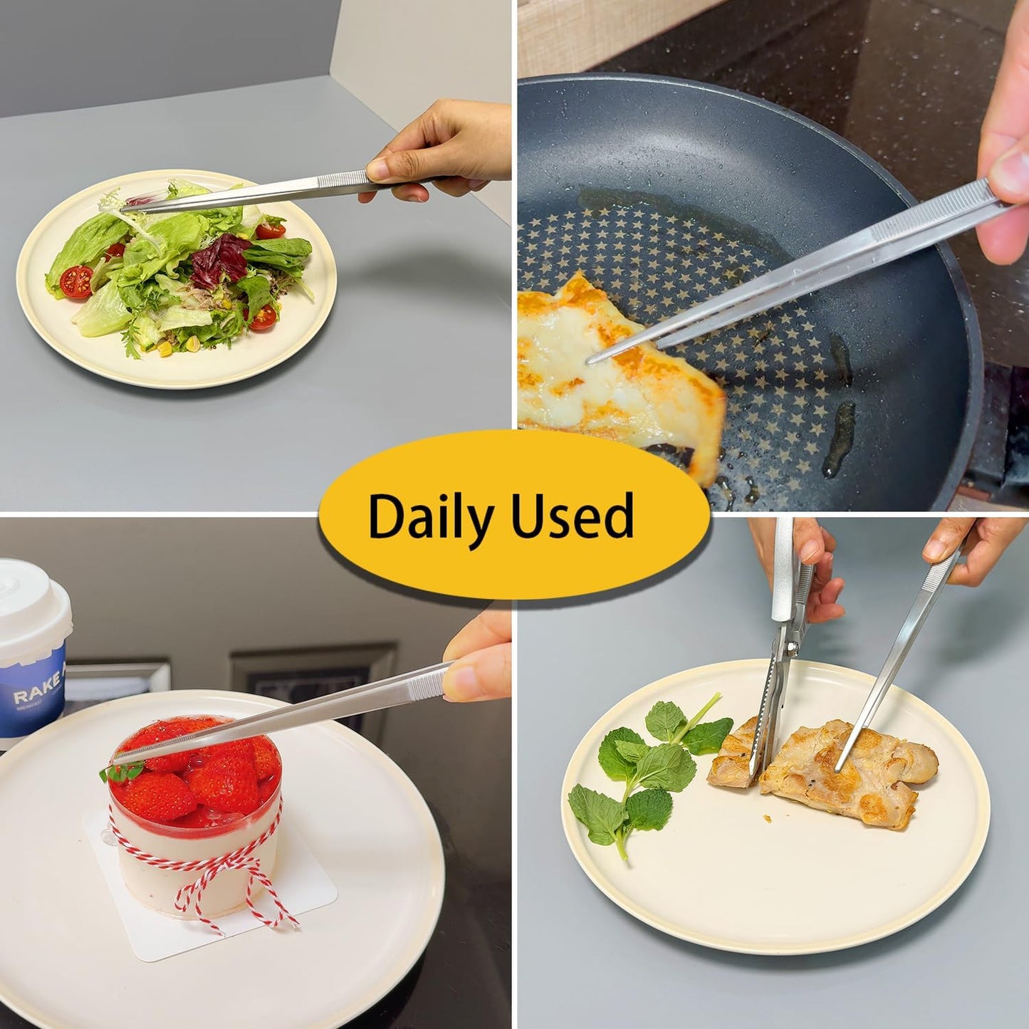 JETKONG 2 Pieces Extra-Long Tweezer Tongs 12-Inch Stainless Steel Tweezers Chef Tweezers