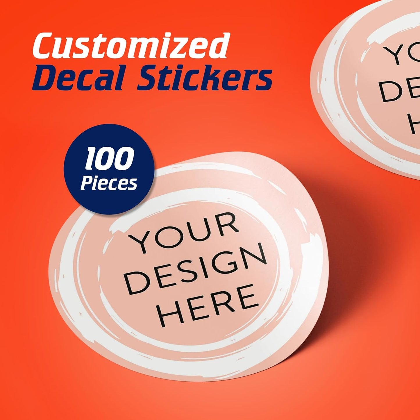 100 Custom Vinyl Stickers - Upload Your own Image, Text, Design, Logo - Personalized Logo Labels for Handmade, Packaging, Bottle, Jars, Candle, Brand Stickers (Peach, 6x6)