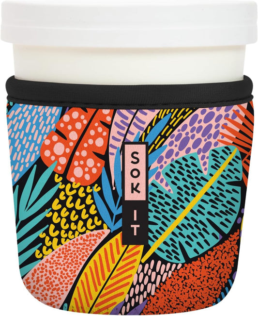 Sok It IceCreamSok Insulated Neoprene Cover (Feathered Foliage, Tapered Ice Cream Pints)