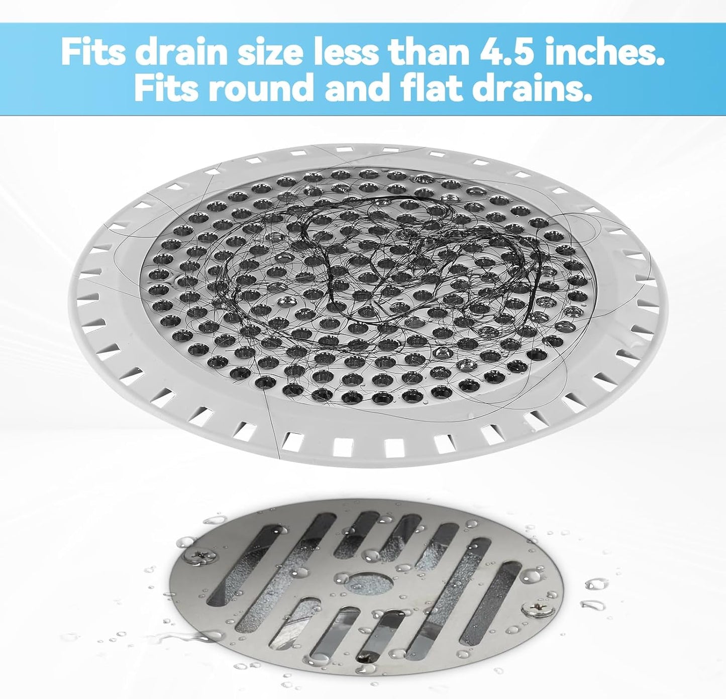 Shower Drain Hair Catcher,Aluvor Shower Drain Cover Round Bathtub Drain Strainers Weighted Metal Hair Trap Stopper Sink Protector Filter Bathroom Flat Strainer Stopper