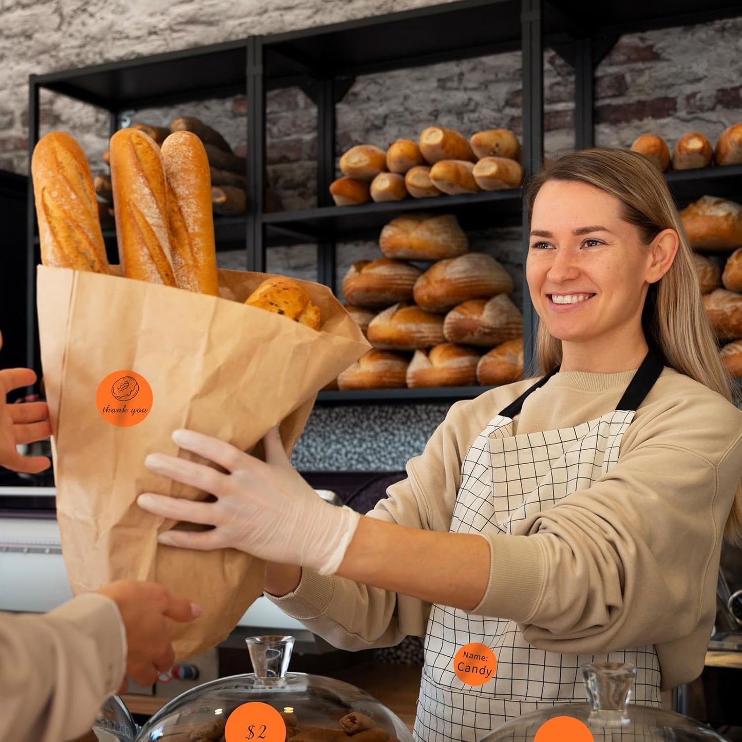 Thermal Labels,2 Inch Orange Round Thermal Printer Stickers,Self-Adhesive Round Direct Thermal Labels,Thermal Stickers for DIY Logo Design,Name Tag (500/Roll